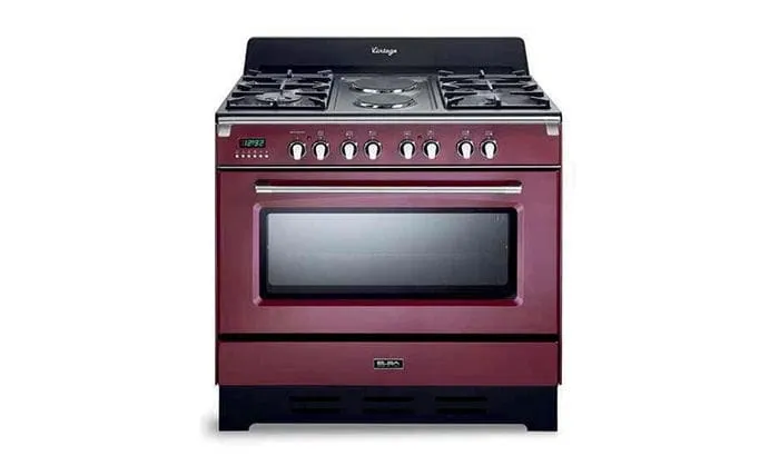 Elba Cooker 4Gas Burners 2 Hot Plates 90Cm Dark Red 