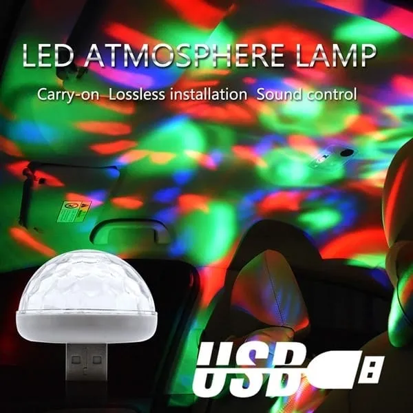 LED USB Mini Magic disco ball light car DJ Sound Control - image 6