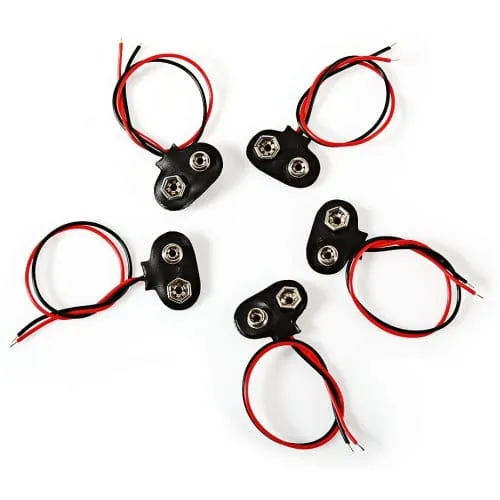 5 X 9V Black Red Plastic Soft Shell Battery Buckle Clip