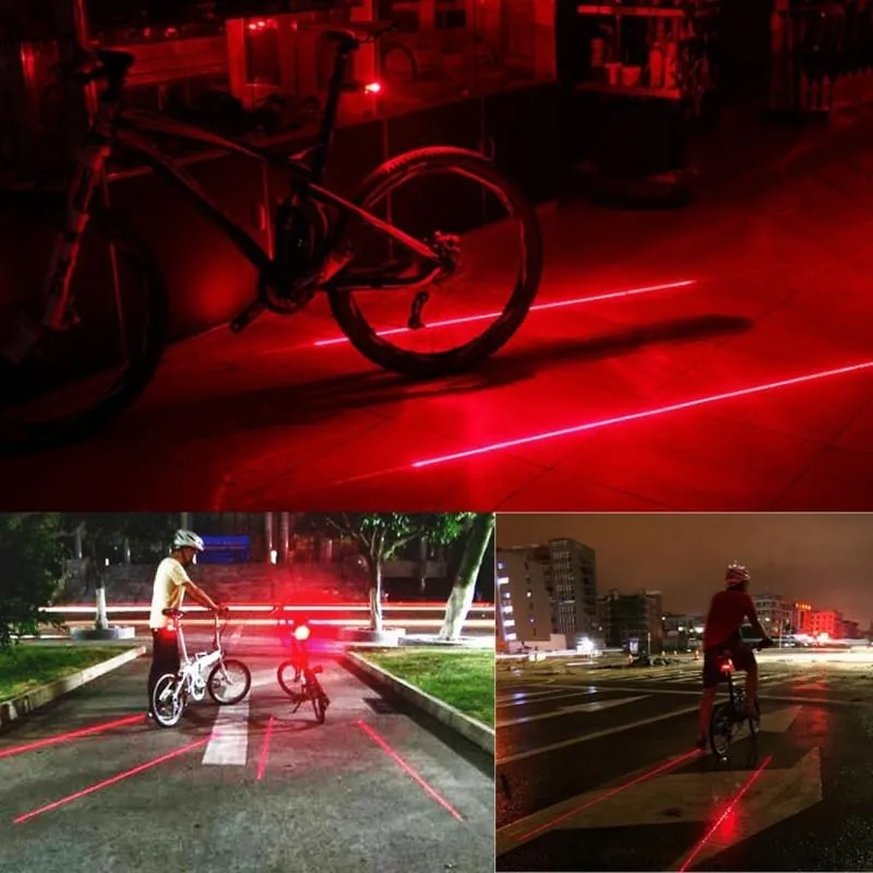 Cycling Lights 5 LED 2 Lasers 3 Modes Bike Taillight