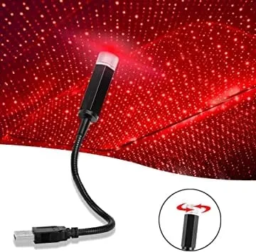 Car USB Atmosphere Ambient Light Star Projector(Red) - image 2