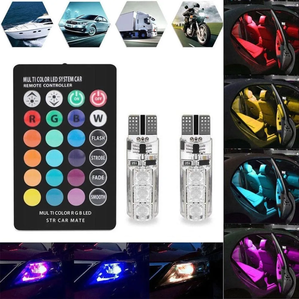 2x Remote Control LED Car Wedge T10 6SMD 5050 Side Light