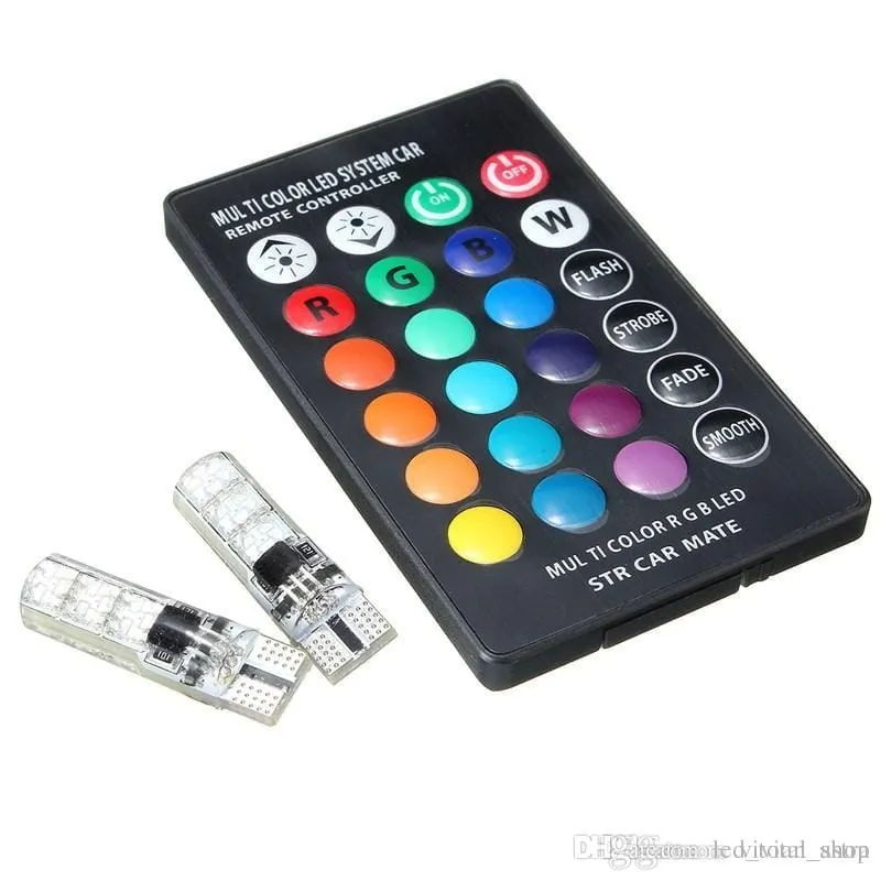 2x Remote Control LED Car Wedge T10 6SMD 5050 Side Light - image 2