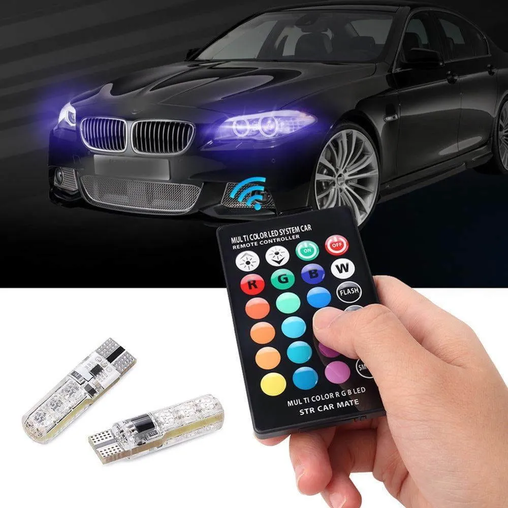 2x Remote Control LED Car Wedge T10 6SMD 5050 Side Light - image 3