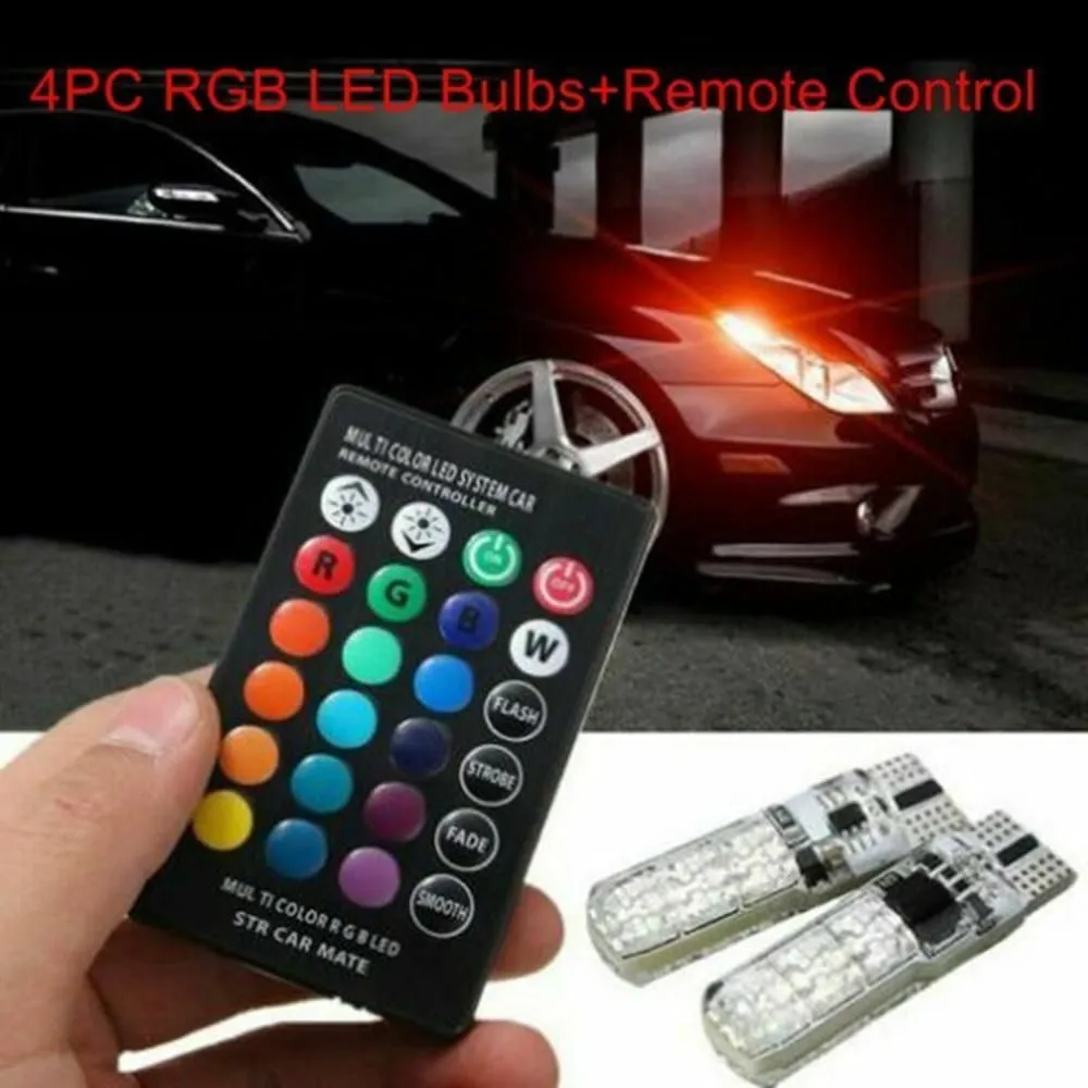 2x Remote Control LED Car Wedge T10 6SMD 5050 Side Light - image 4