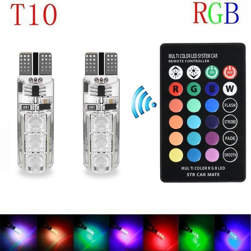 2x Remote Control LED Car Wedge T10 6SMD 5050 Side Light - image 5