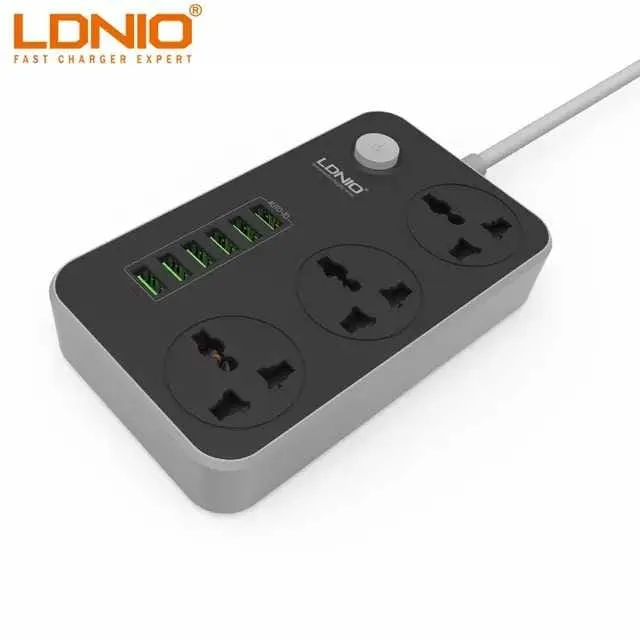 LDNIO AC Universal 3 Sockets 6 USB with EU UK US - image 2