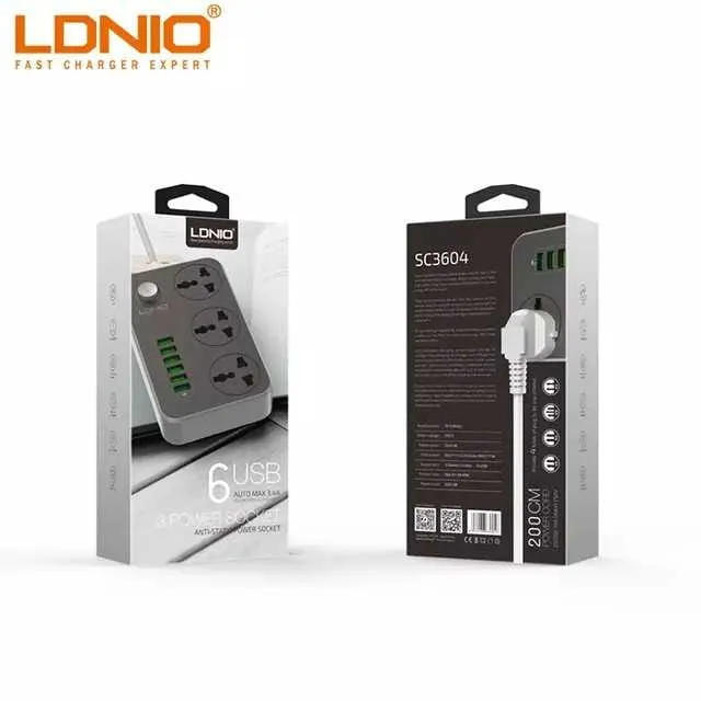 LDNIO AC Universal 3 Sockets 6 USB with EU UK US - image 3