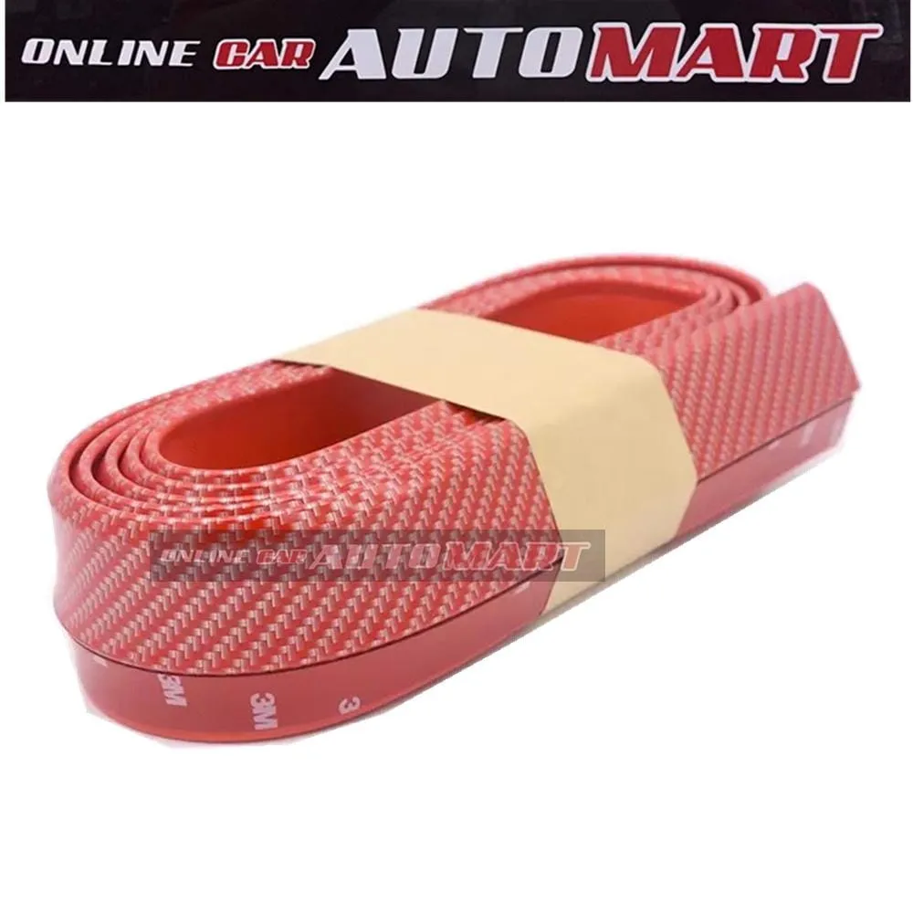SAMURAI RED CARBON FIBER Look Car Body Kit Bumper Lip Side Skirt Rubber Edge Decorative Protector Trim 3M - image 3