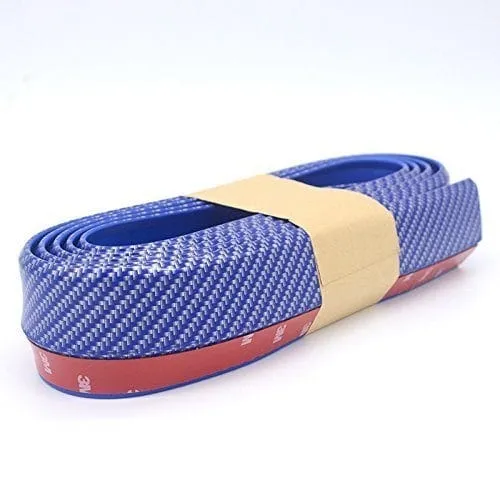 SAMURAI BLUE CARBON FIBER Look Car Body Kit Bumper Lip Side Skirt Rubber Edge Decorative Protector Trim 3M