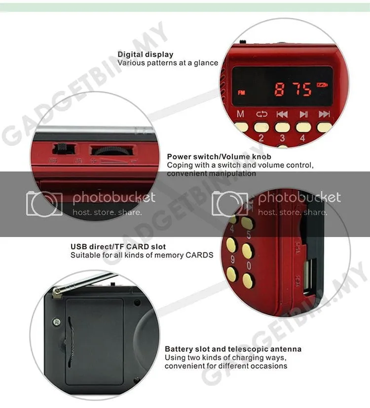 JOC Portable Radio music player SD TF USB Rechargeble - image 2
