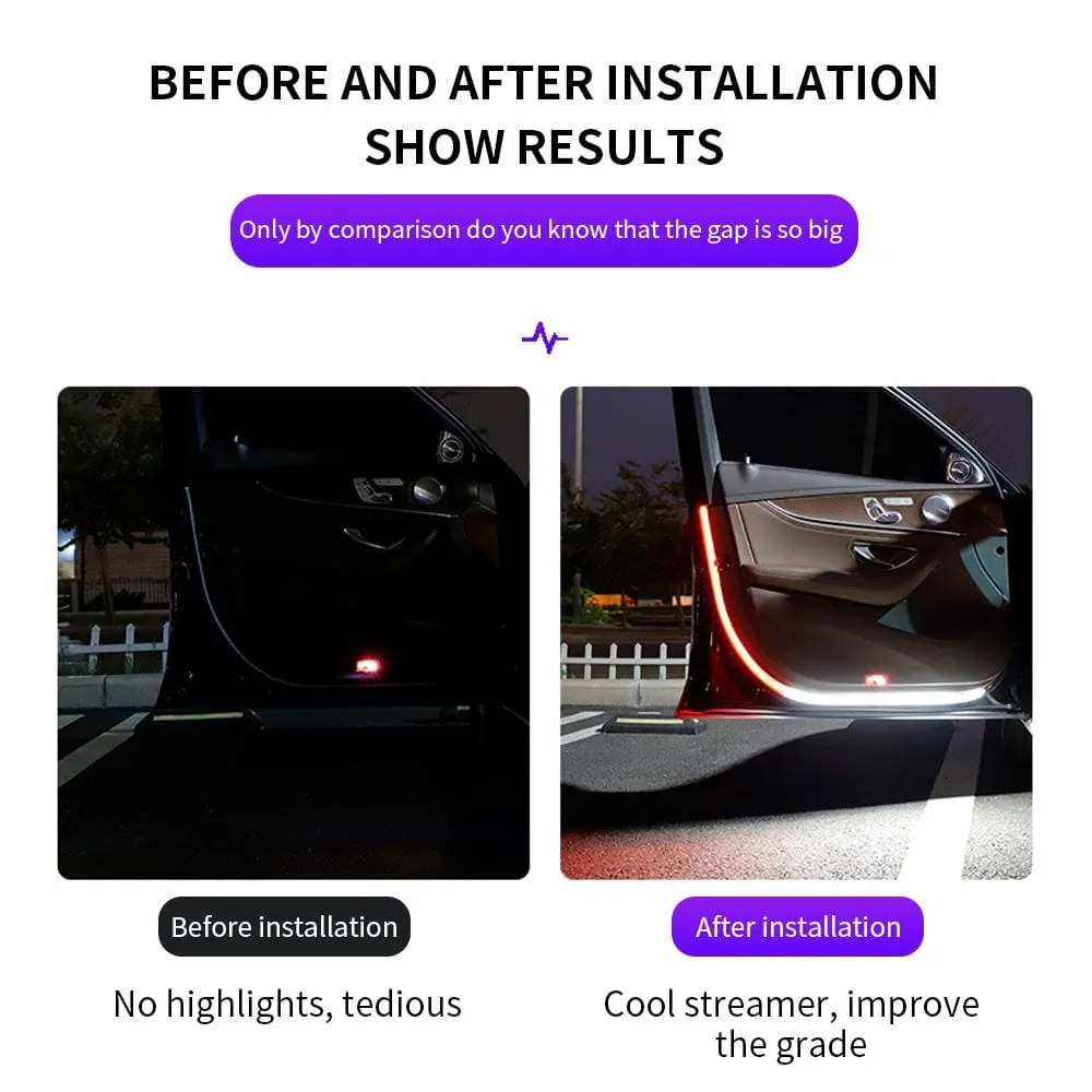 2X 1.2M Car LED Door Warning Light Flexible Strip - image 3