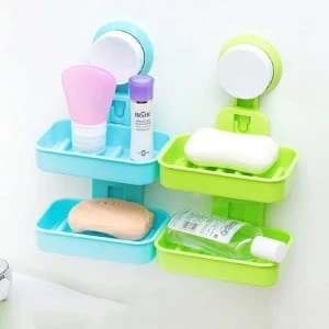 Praha Double Layer Soap Box Suction Cup Holder Bathroom
