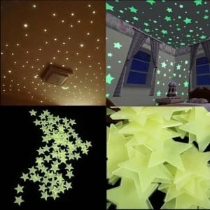 STARS LUMINOUS GLOW IN THE DARK MIXED COLORS 50pcs
