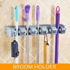 Mounted Organizer Kitchen Mop Broom Holder Wall Mounted