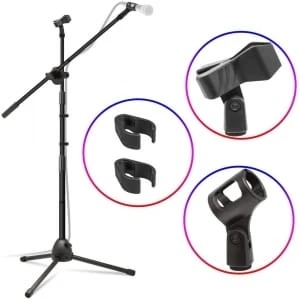 Microphone Stand, Heavy Duty Mic Stands with 2 Holders