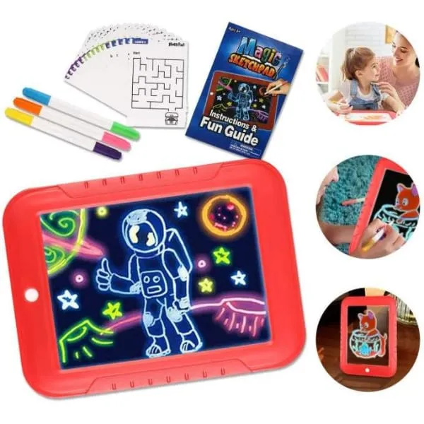 Kid Magic Pad Light Up Drawing Board Neon Pen Creative - image 2