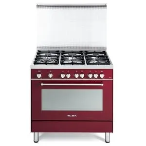 Elba Cooker With 6 Gas Burners And Gas Oven 90Cm - Red