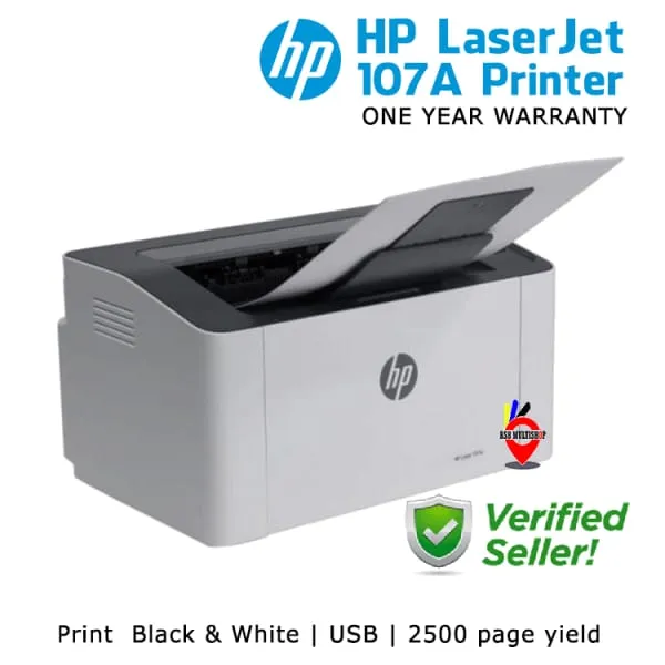 HP LaserJet 107A Black and White Small Printer - image 3