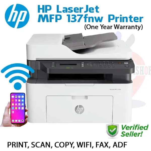 HP LaserJet MFP 137fnw Print WIFI Copy Scan FAX Printer - image 5