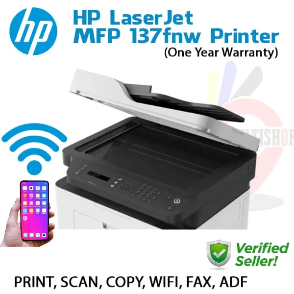 HP LaserJet MFP 137fnw Print WIFI Copy Scan FAX Printer - image 2