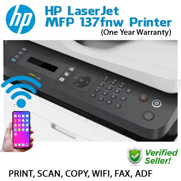 HP LaserJet MFP 137fnw Print WIFI Copy Scan FAX Printer - image 3