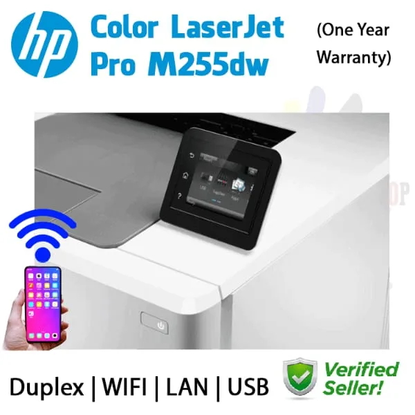 HP Color Laser Jet ProM255dw Printer wifi (01YW) - image 3