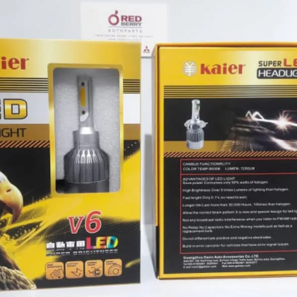 KAIER V6 LED BULB 6000k Car Headlight Hi/Lo 2 PCs - image 2