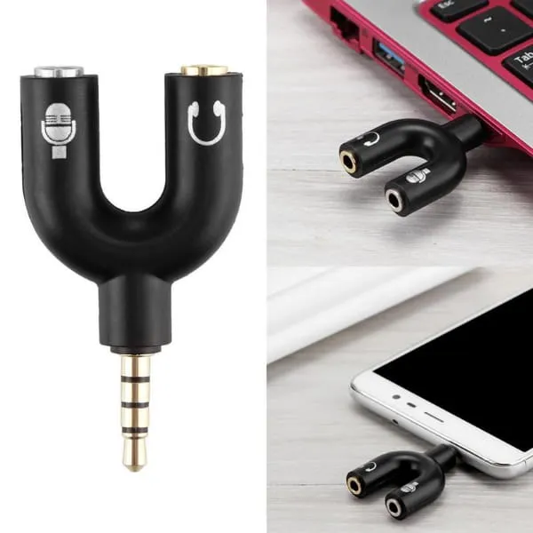 3.5mm Stereo Splitter Audio to Mic & Headset Jack Plug - image 1