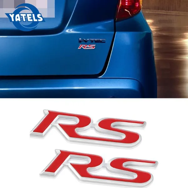 RS Racing Sport Sticker 3D Chrome Badge Logo Sticker Red
