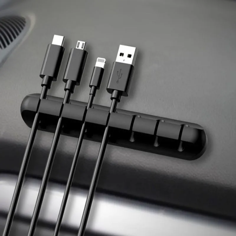 5 hole Organizer Silicone USB Cable Winder Clips Holder - image 2