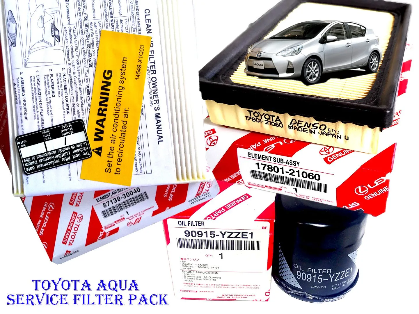 Sevice Pack for Toyota AQUA Oil,Air & AC/Cabin Filters