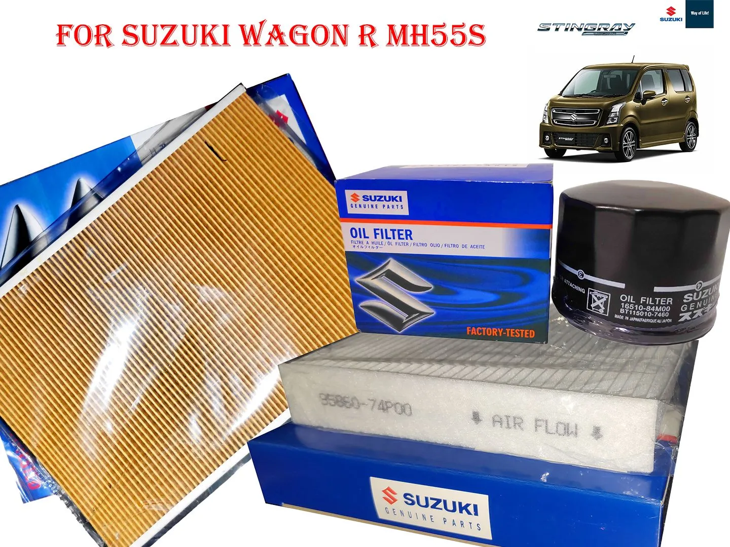 Service Pack for Suzuki WagonR MH55S Oil,Air & Cabin