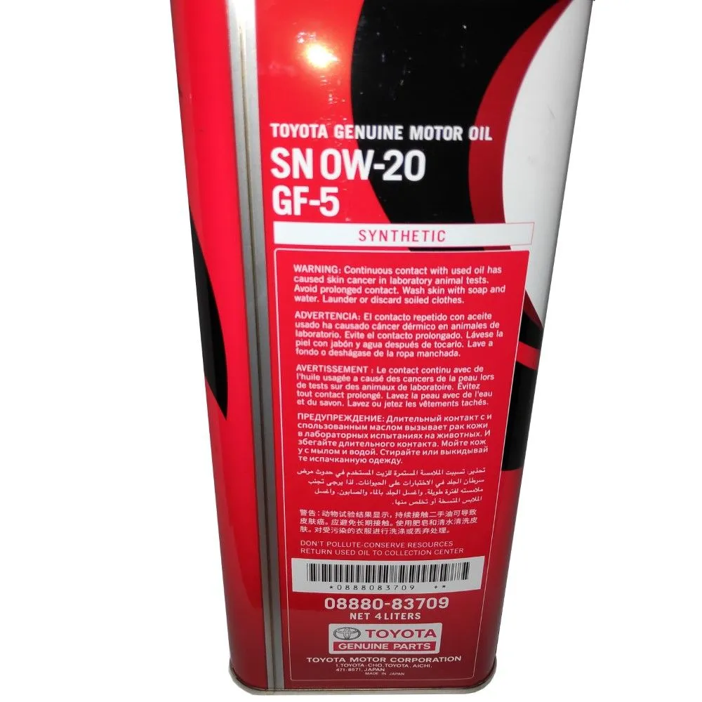 Toyota Genuine Motor Oil SN 0W-20 Synthetic - image 3