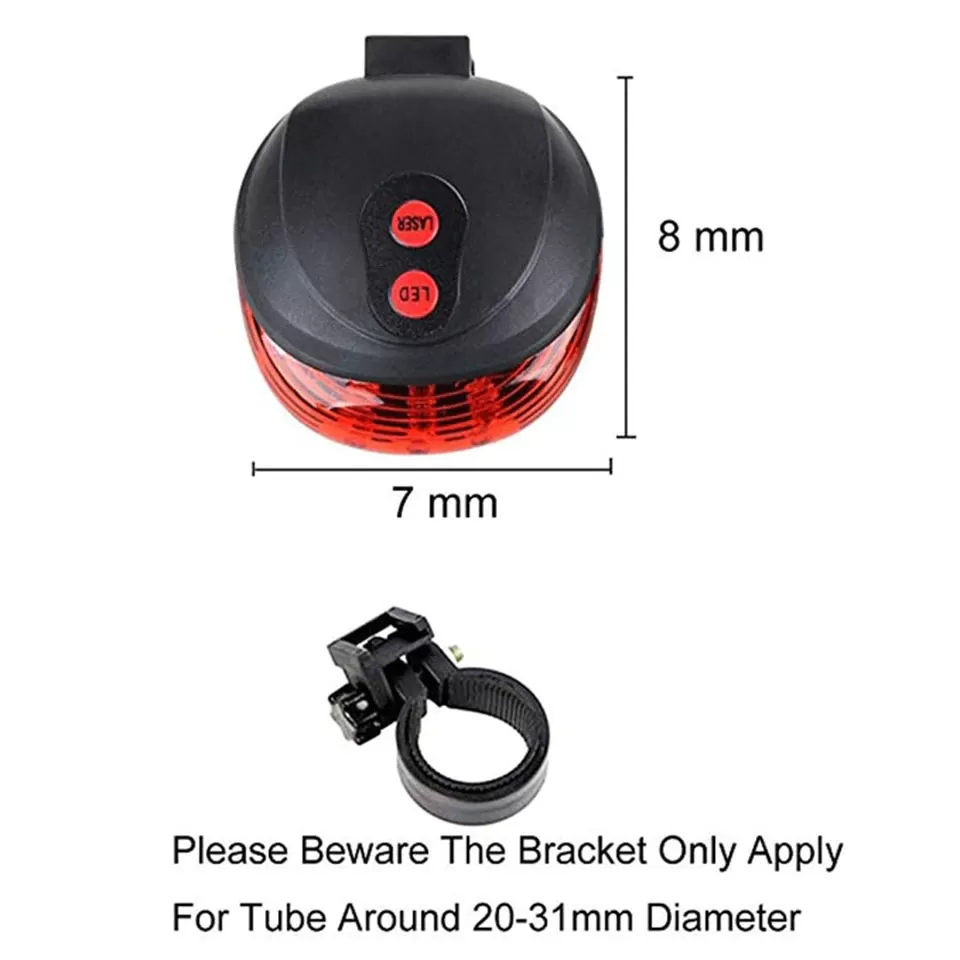 Cycling Lights  5 LED 2 Lasers 3 Modes Bike Taillight - image 5