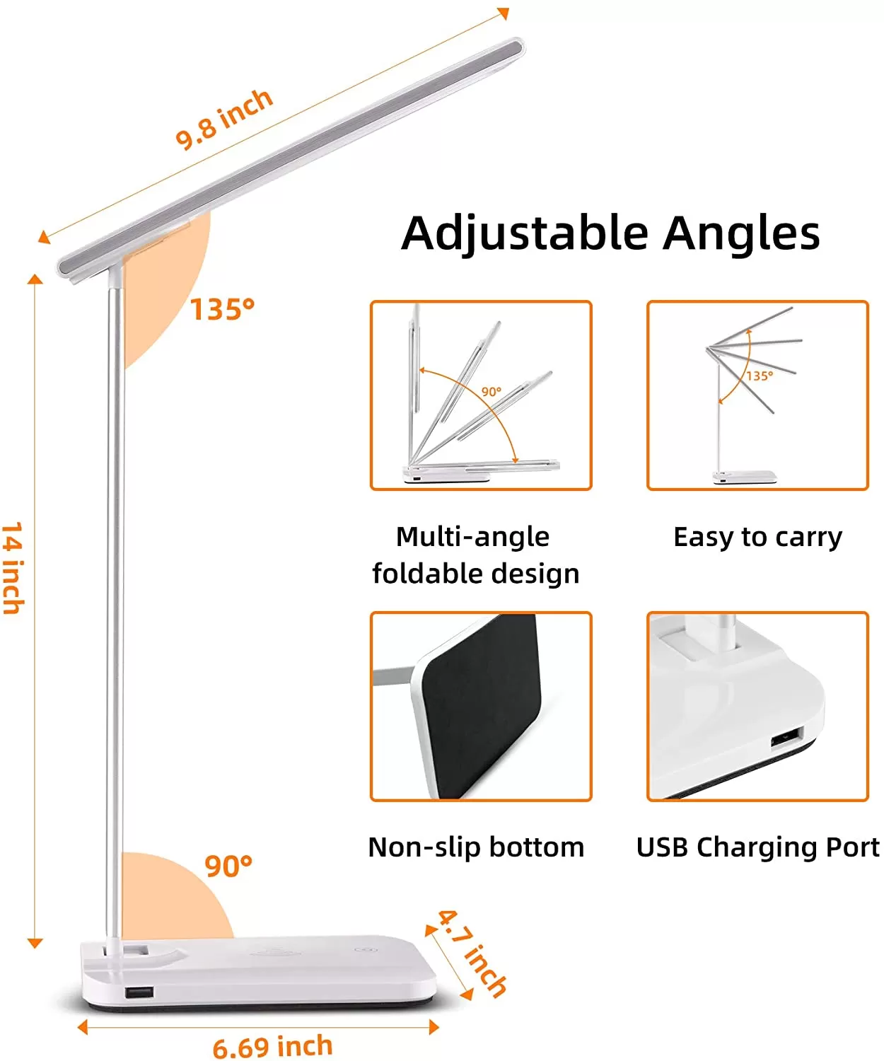 HEISENS Desk Lamp,LED USB Charging Port - image 2