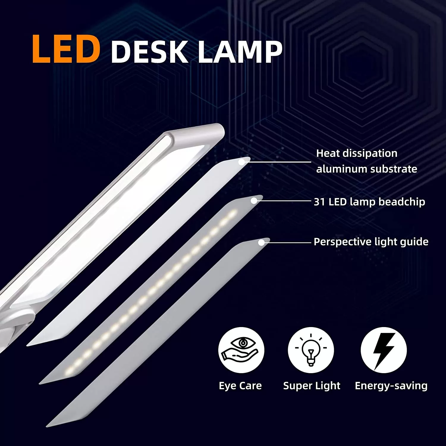 HEISENS Desk Lamp,LED USB Charging Port - image 3