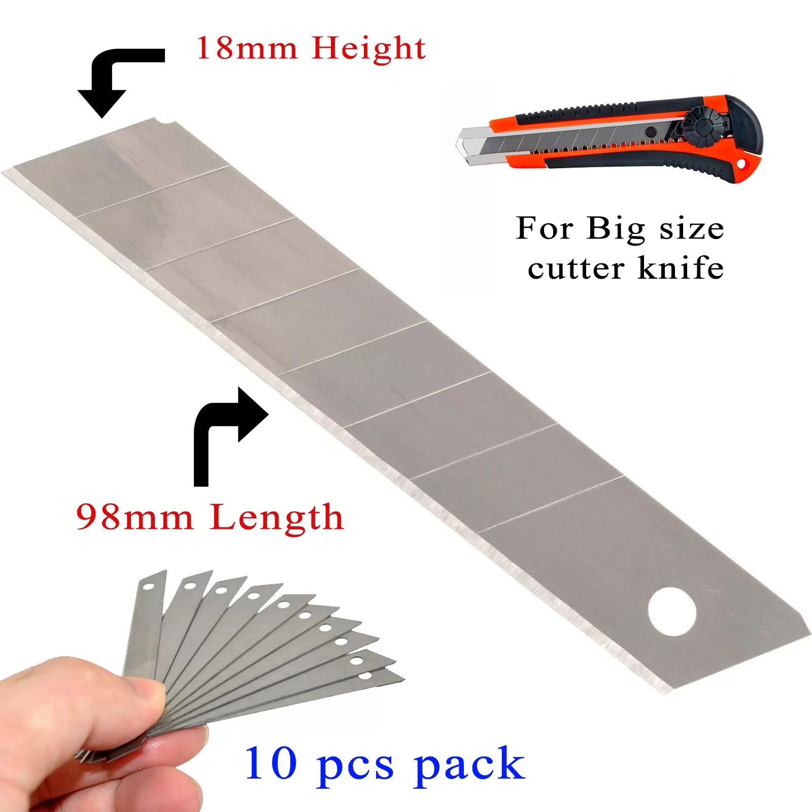 18mm Snap off Box Cutter Utility Knife Blade 10 pcs pack