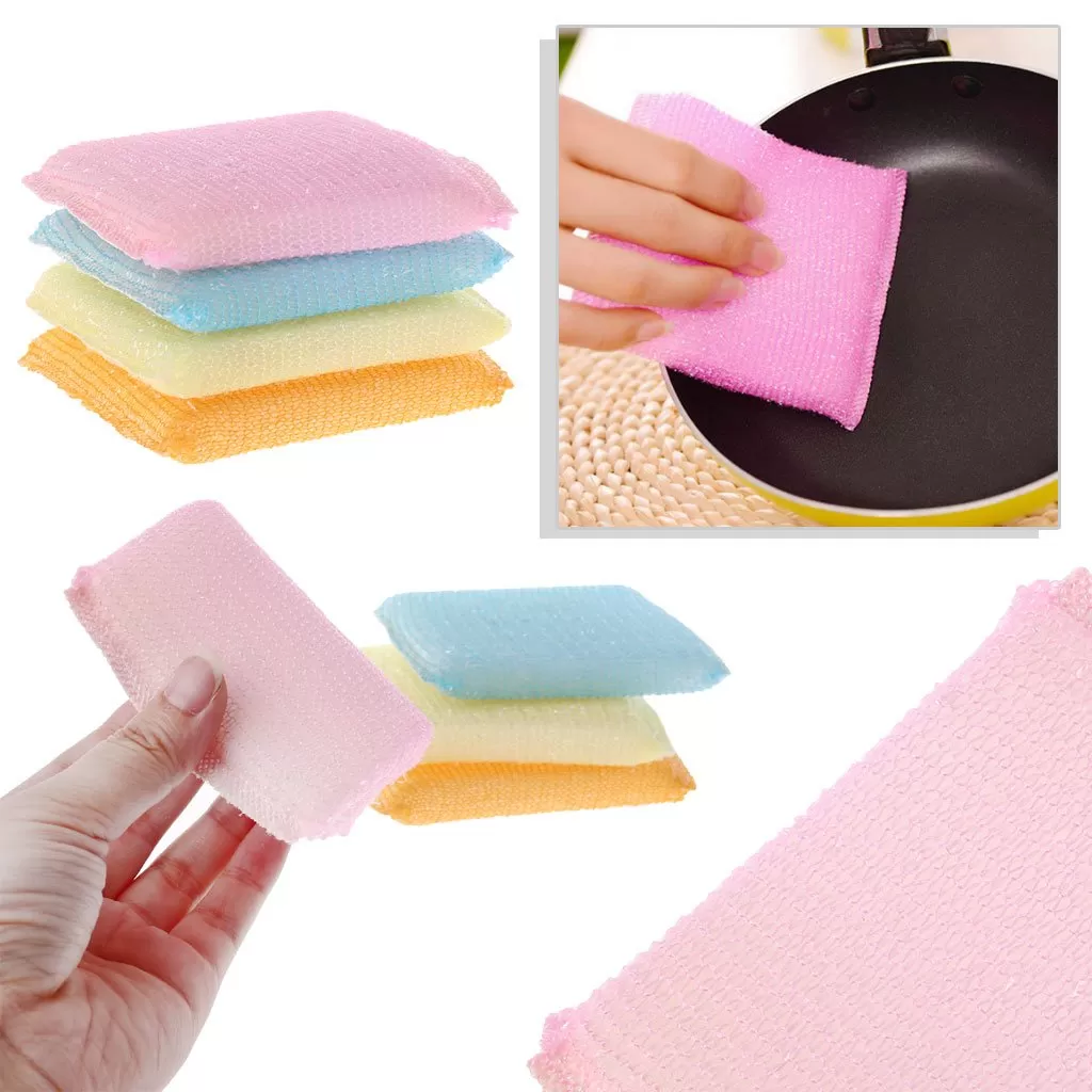 4PCS Packed House Cleaning Sponge Scrubber Foam Scouring Pad Dish Scrubbers