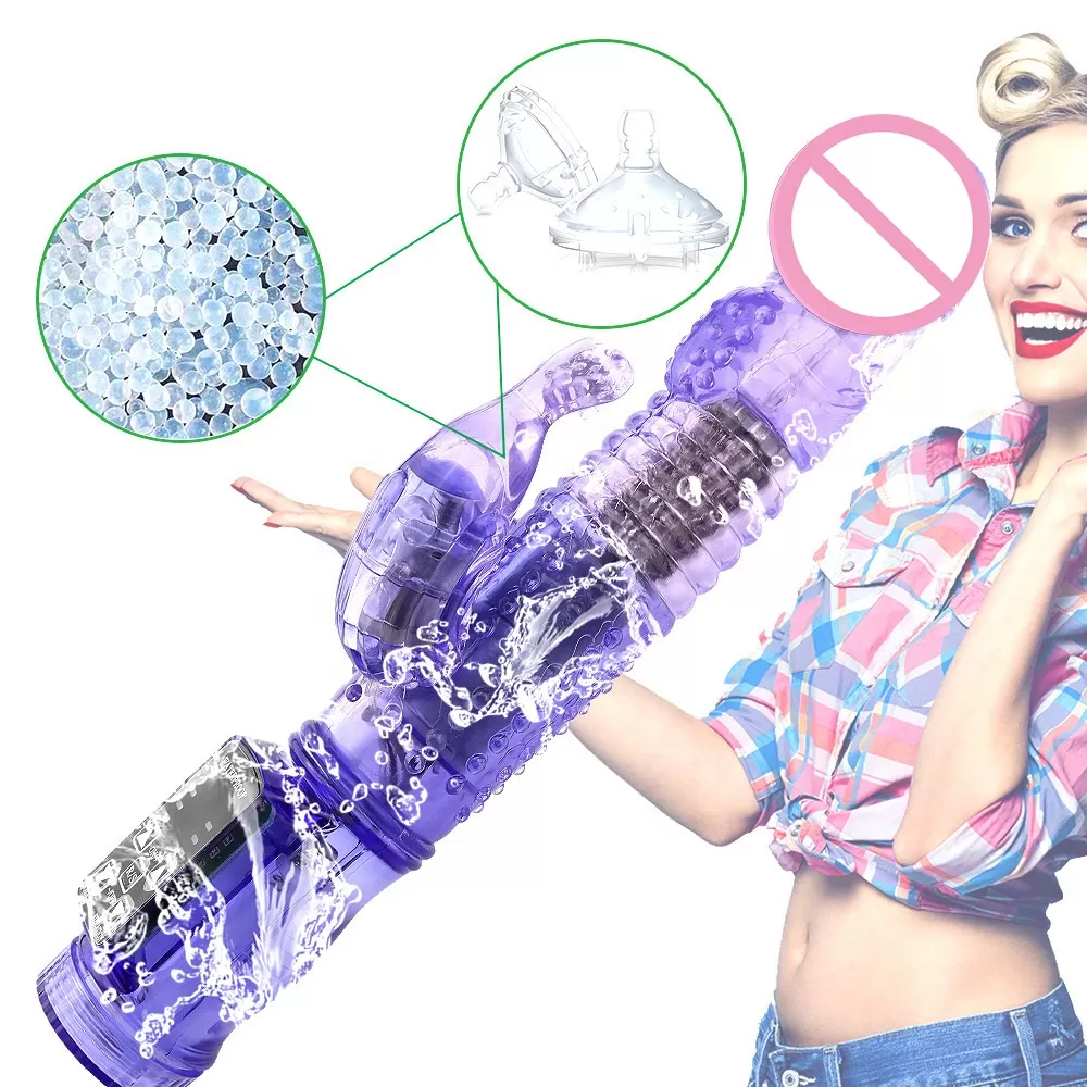 Dual Head Cli rabbit Telescopic Dildo Vibrator sex toy - image 4