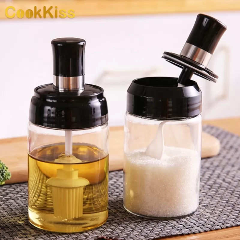 300ml Glass spicy Bottles with Spoon, Oil Brush - image 2