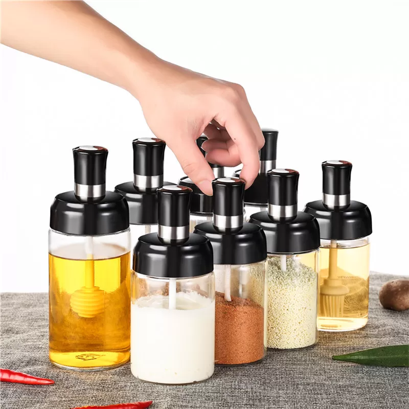 300ml Glass spicy Bottles with Spoon, Oil Brush - image 4