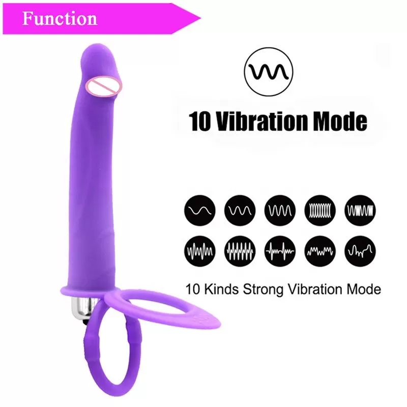 Double Penetration penis Strap On Dildo Vibrating - image 4
