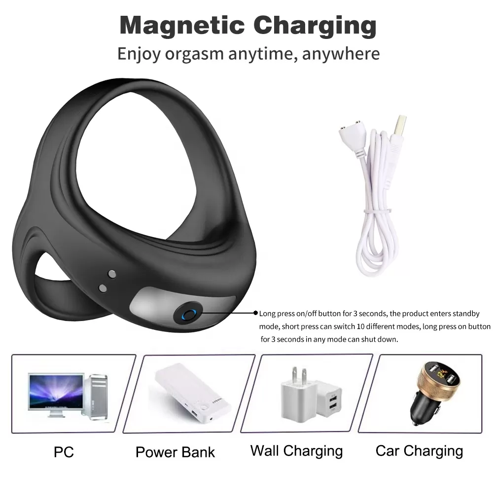 Rechargeable Vibrator cock Rings for Delay sex toy - image 4