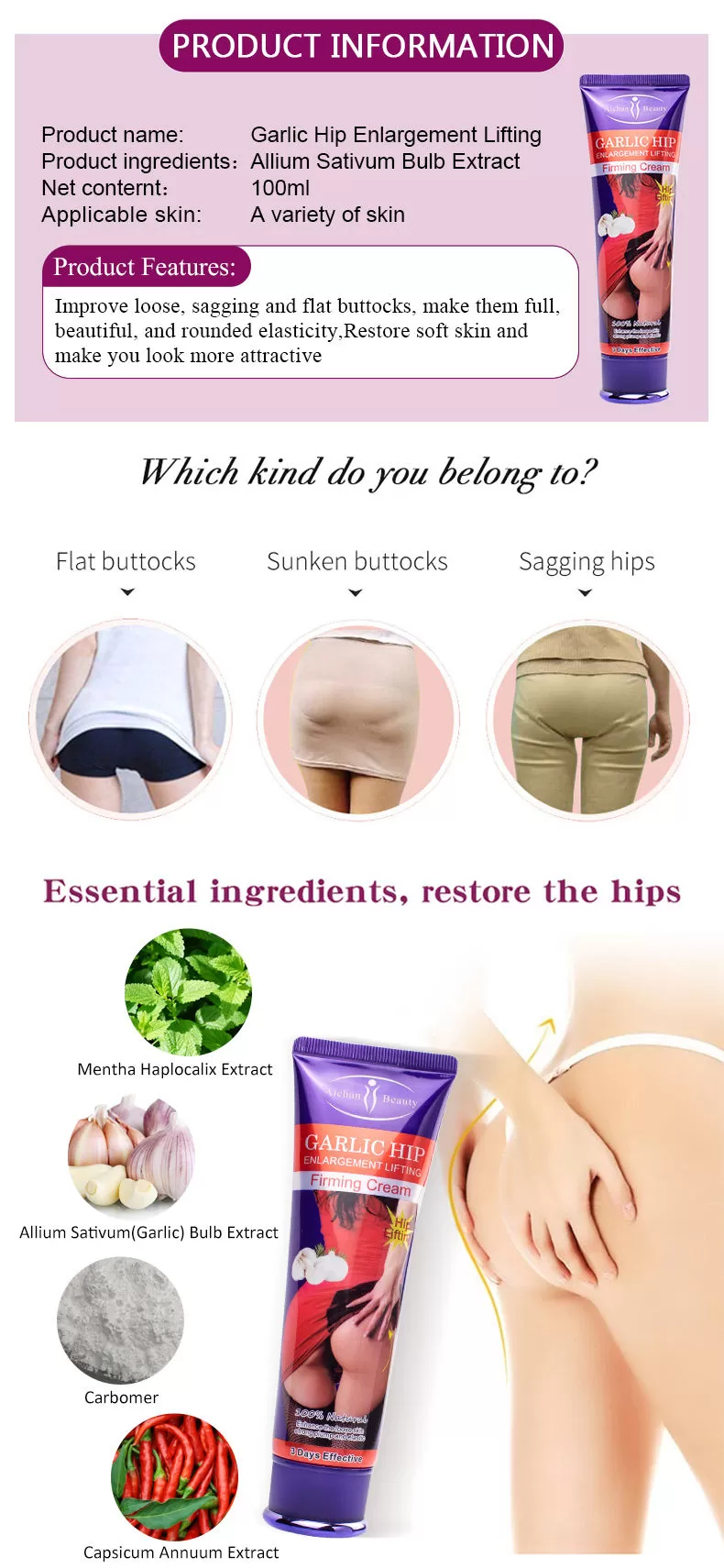 GARLIC HIPENLARGEMENT LIFTING FIRMING CREAM - image 4