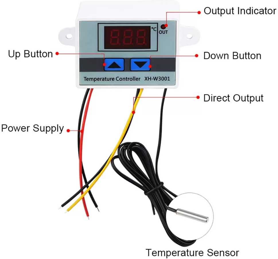 Digital LED Temperature Controller, 220V with Sensor - image 3