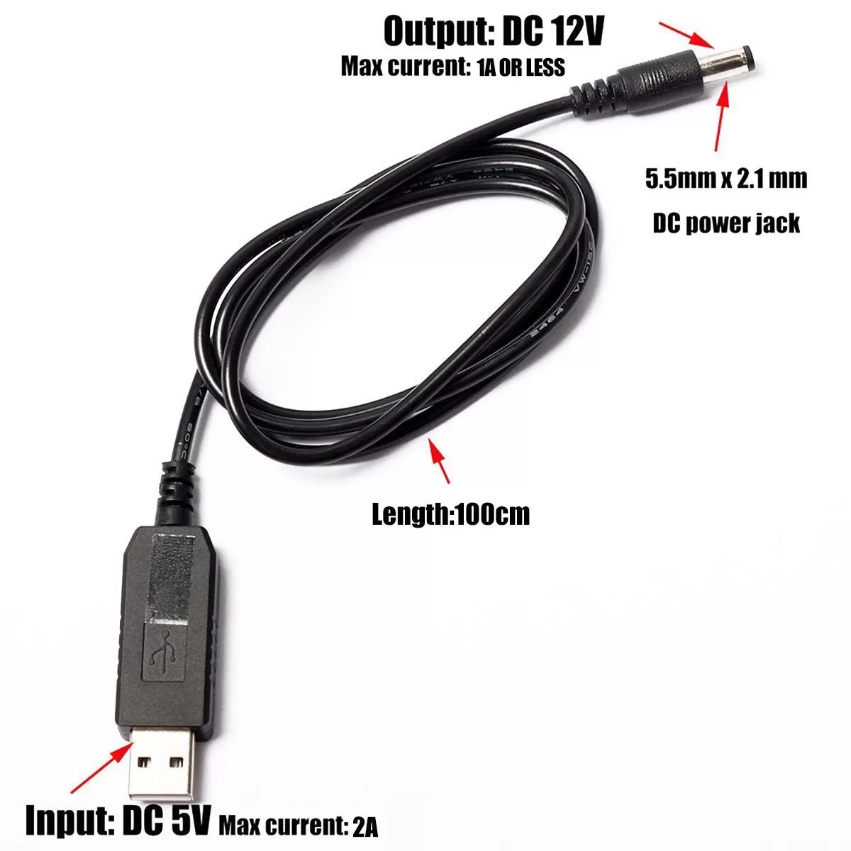 USB 5V to 12V DC Power Supply Adapter DC Jack 600mAh - image 2