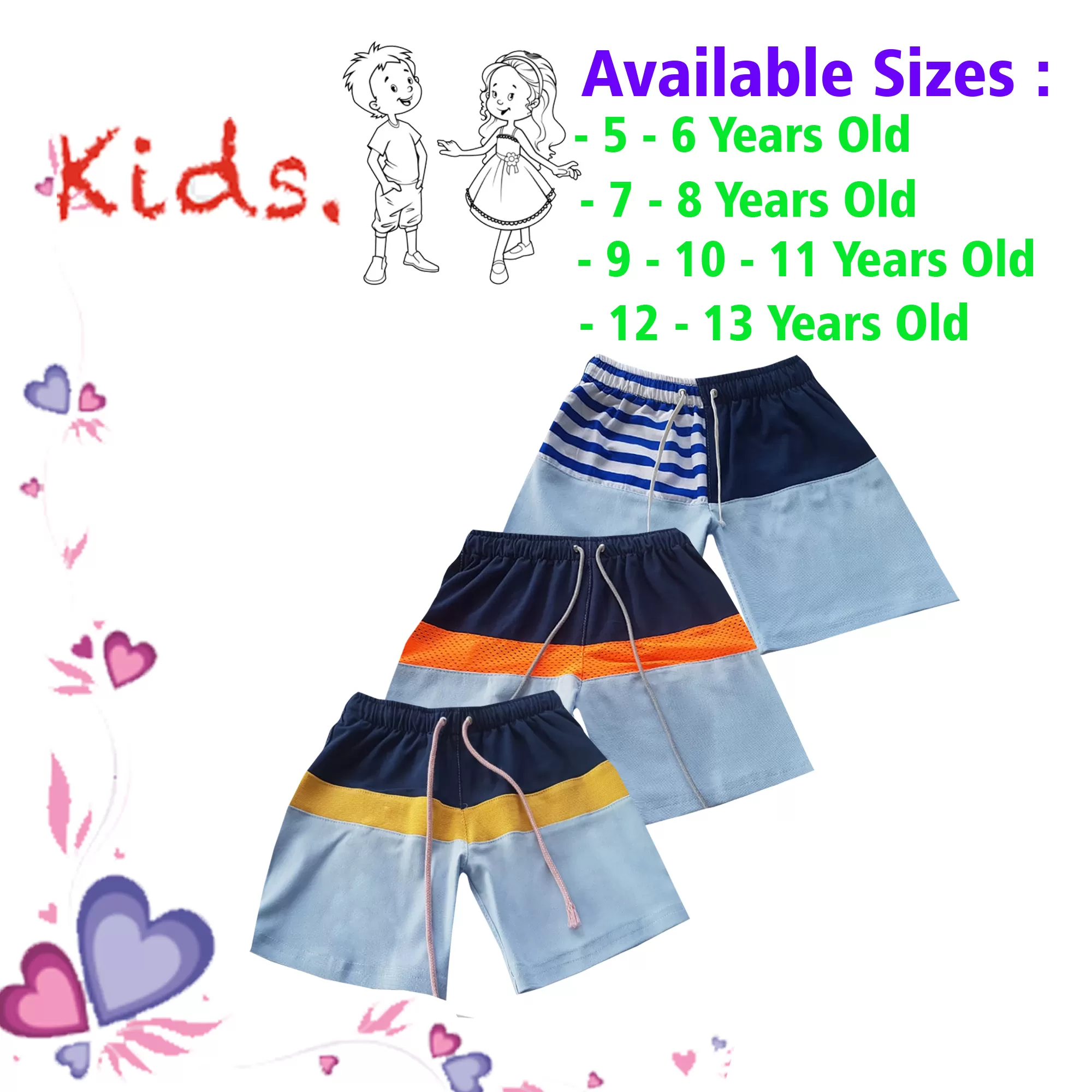 10-11 yrs Unisex Kids Boy & Girl Cotton Short - 3PCs - image 1