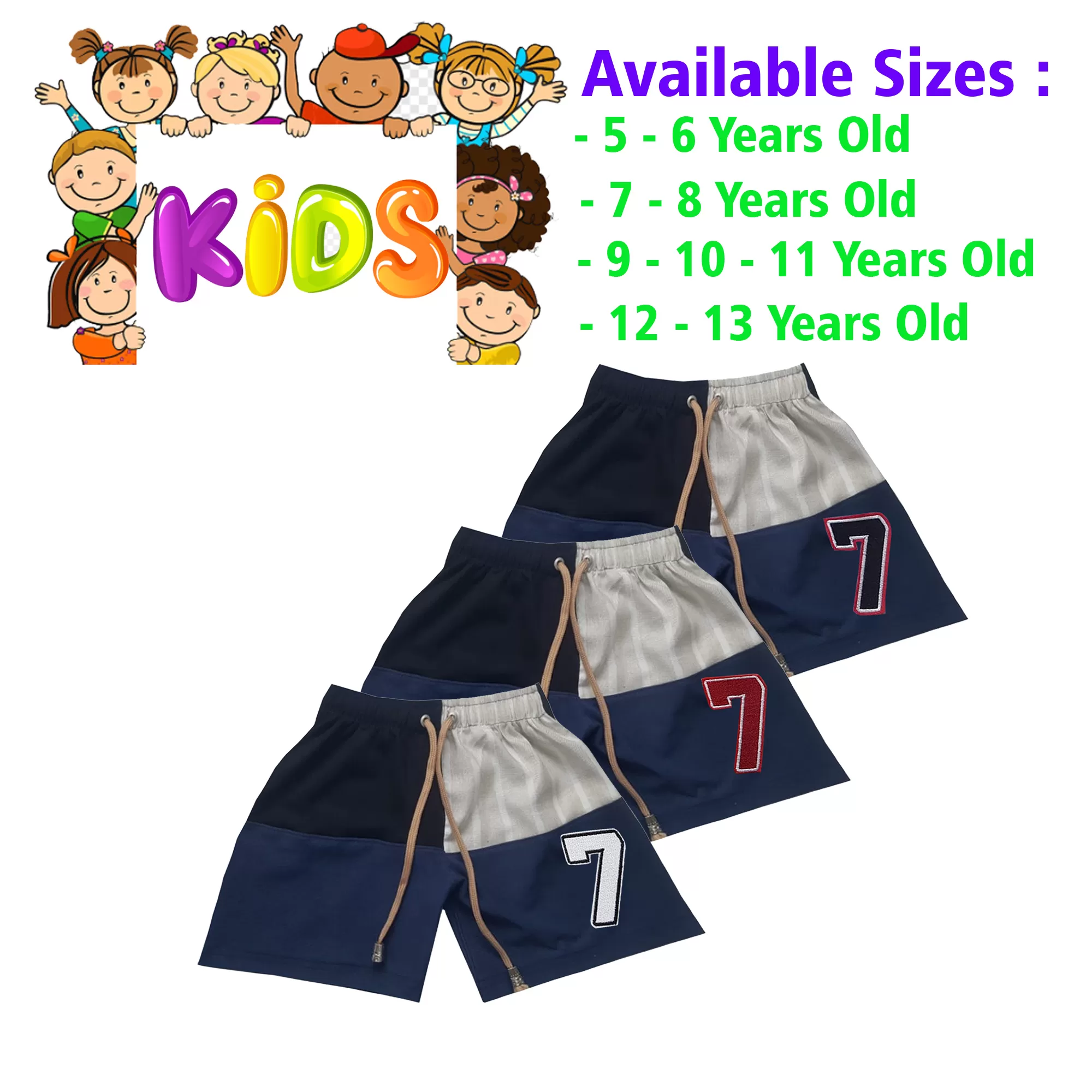 7-8 yrs Unisex Kids Boy & Girl Cotton Short - 3 PACK - image 1
