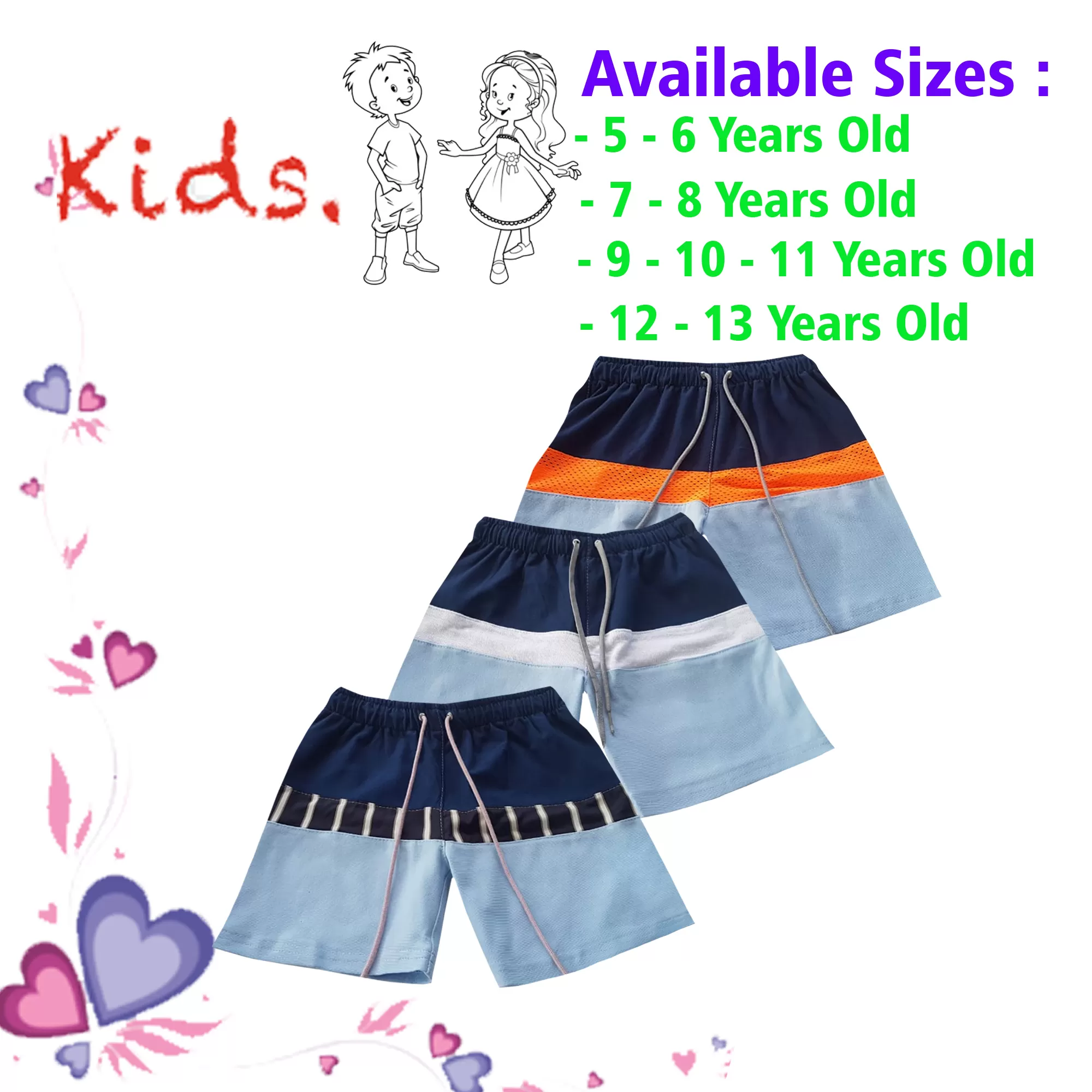 7-8 yrs Unisex Kids Boy & Girl Cotton Short - 3 PACK - image 1